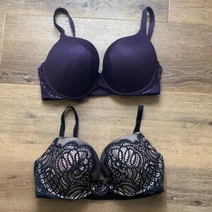 Victoria’s Secret Purple and Black Bras Size 36DD